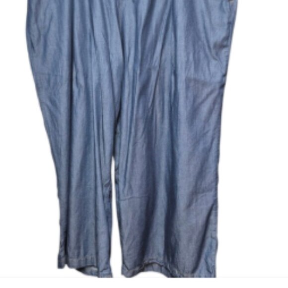 Eloquii Casual Blue Wide Leg Paperbag Cropped Gaucho Pants Women's Size 20 - Picture 4 of 12